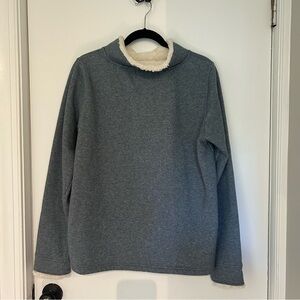 Orvis Gray Fleece Pullover with Cream Trim